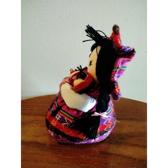 Handmade Peruvian Doll (3) Babies Papoose Colorful Ethnic Dress Purple Red Black - Picture 2 of 8